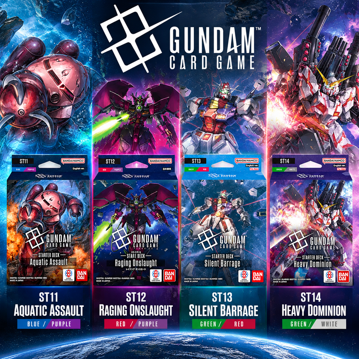 Gundam Card Game – Starter Deck Bundle ST11–ST14 – Set Completo (4 Mazzi)