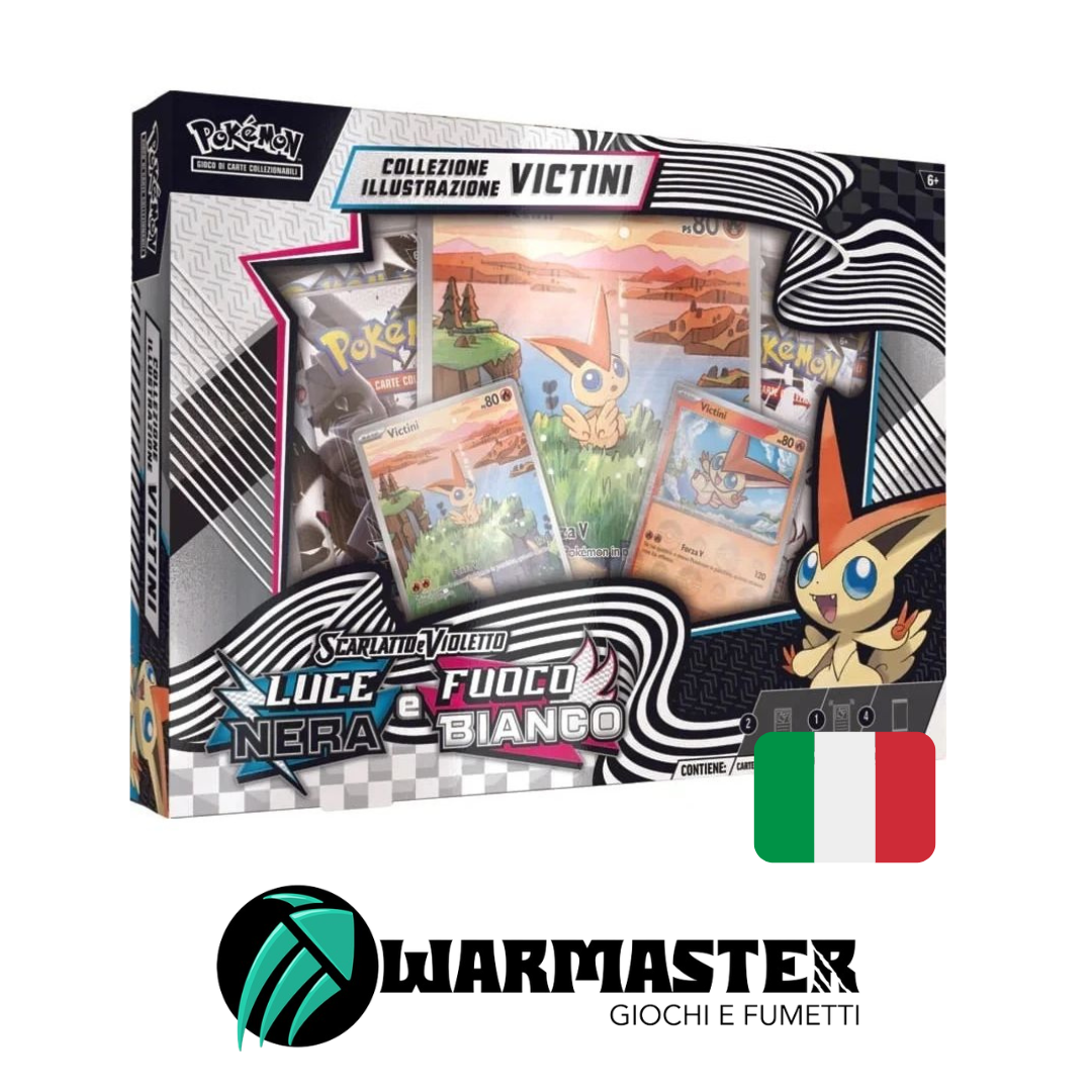 Pokemon Collezione Illustrazione Victini Luce Nera e Fuoco Bianco Ita